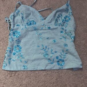 Sparkling Blue Floral Women's Camisole